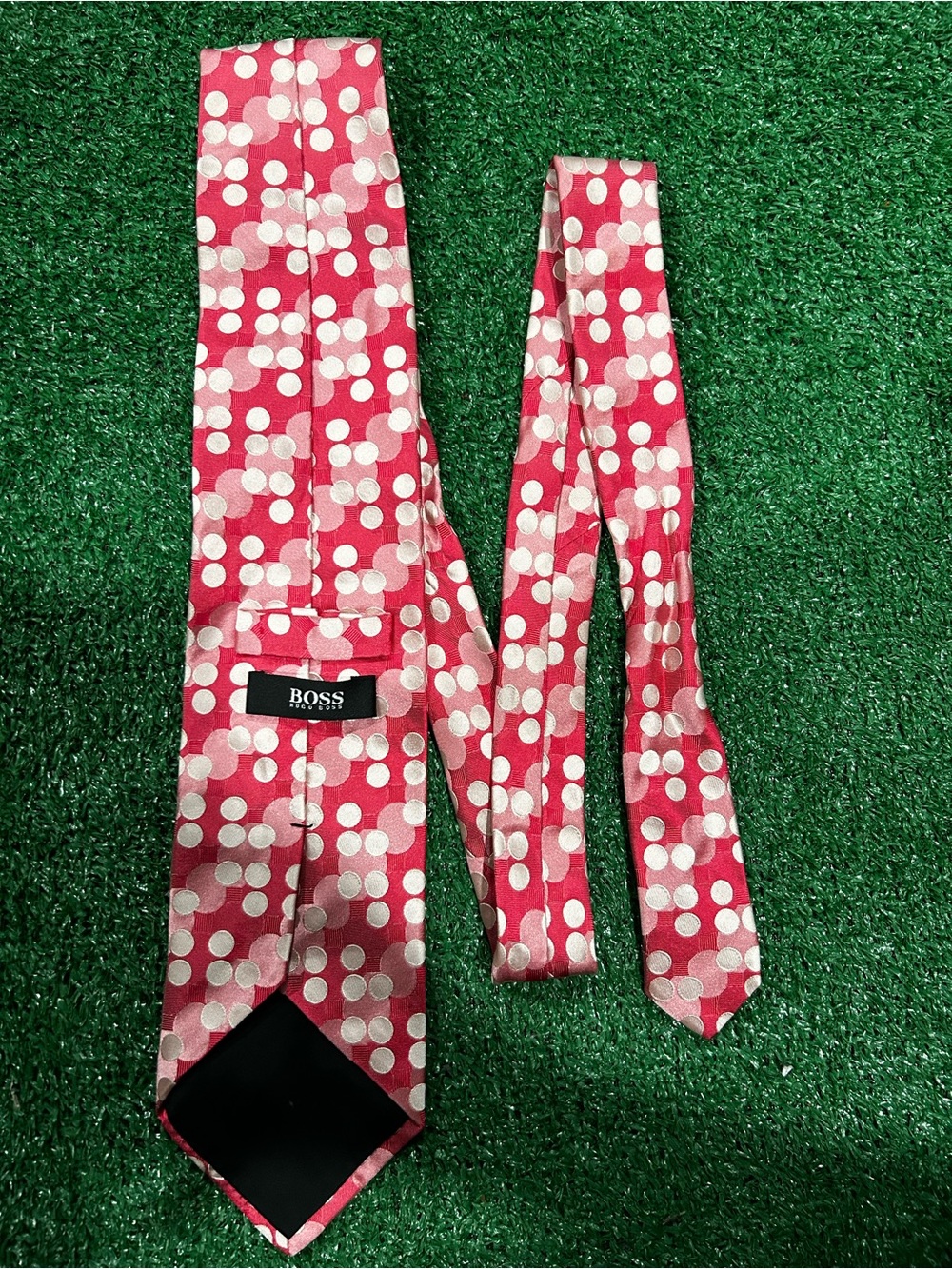 Hugo Boss Pink Polka Dot Silk Tie